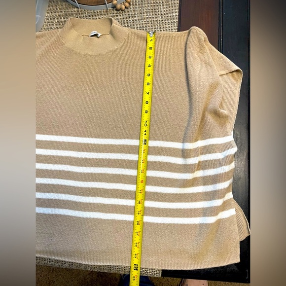 J. Crew Tan and White Poncho Sweater - Picture 9 of 11